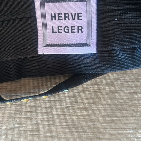 Herve Leger Black Studded Mini Dress - Picture 2 of 3